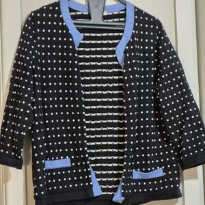 Polka Dot Cardigan with Blue Accents